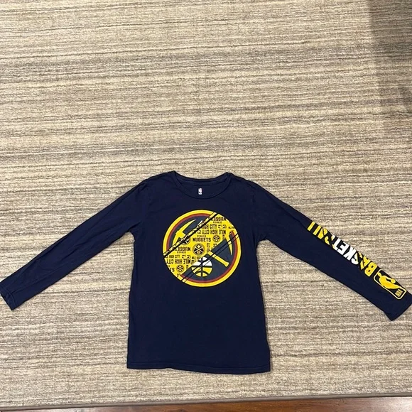 NBA Gear Boys Youth Denver Nuggets Long Sleeve Shirt M 10-12 Navy Blue